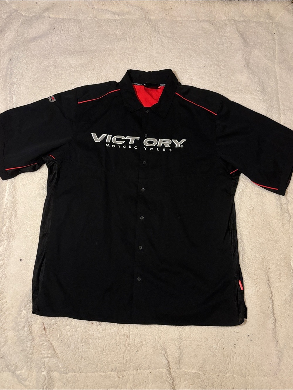 Victory Motorcycles Black Button-Down Shirt with Red Accents sz 2XL